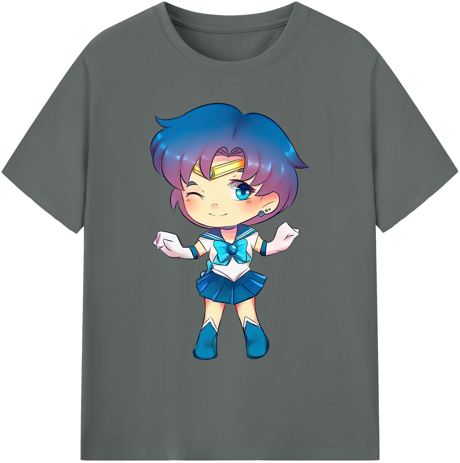 （画像用） 美少女戦士セーラームーン 水野 亜美 みずの あみ Sailor Moon Mizuno Ami 綿100％ メンズ半袖Tシャツ｜肌触りやわらか＆通気性